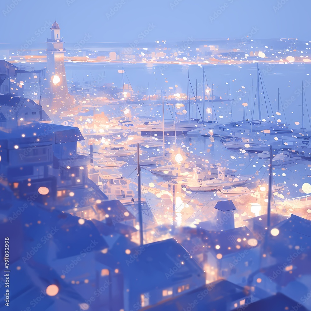 Breathtaking Cityscape Illuminated by Starlight