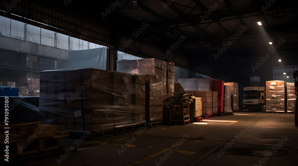 warehouse with boxes warehouse with boxes