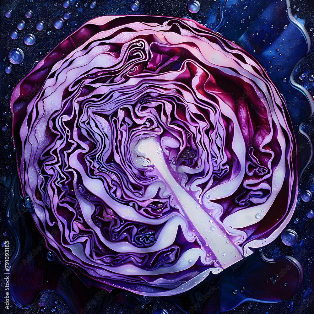 Obraz premium Red Cabbage Sliced in Half