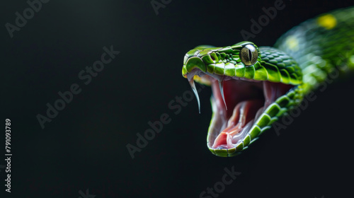 A green snake with its mouth open and tongue hanging out