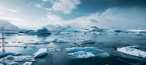 Iceland. Group of Icebergs Floating on Water. photo