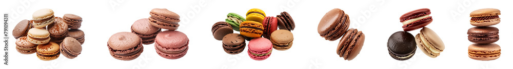 Assorted macarons cut out png on transparent background