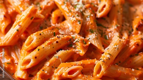Penne alla Vodka: A pasta dish that combines penne noodles with a creamy tomato sauce made with vodka, heavy cream, and crushed red pepper flakes. 