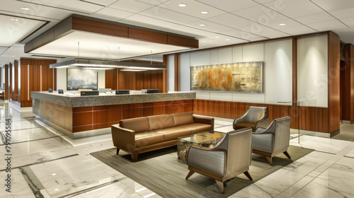 A lobby featuring a couch  chairs  and a bar area for guests to relax and socialize in a comfortable setting