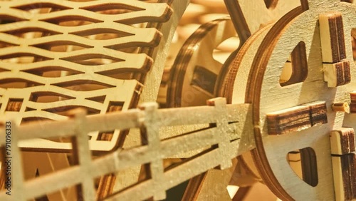 Wooden mechanism that consists of several gears