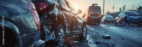 SUV collision on road causes dangerous car crash photo