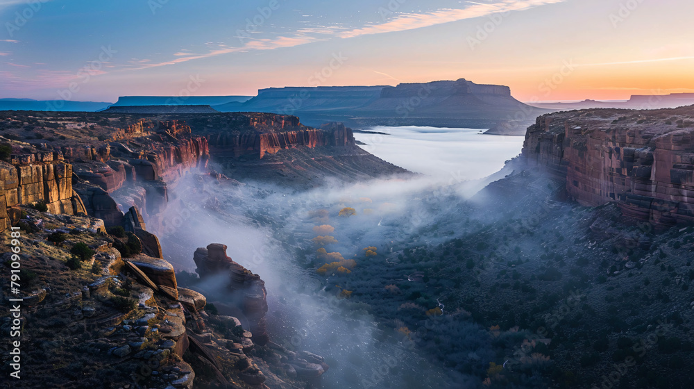 Picturesque canyon landscape at dawn