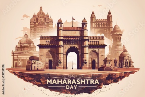 maharashtra day vector concept. famous maharashtra monuments.