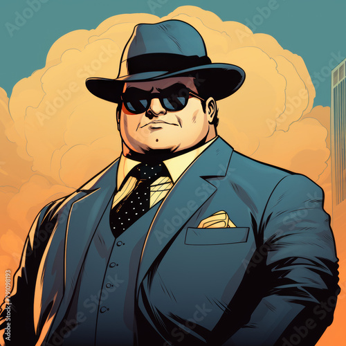Stylish Cartoon Detective with Sunglasses

