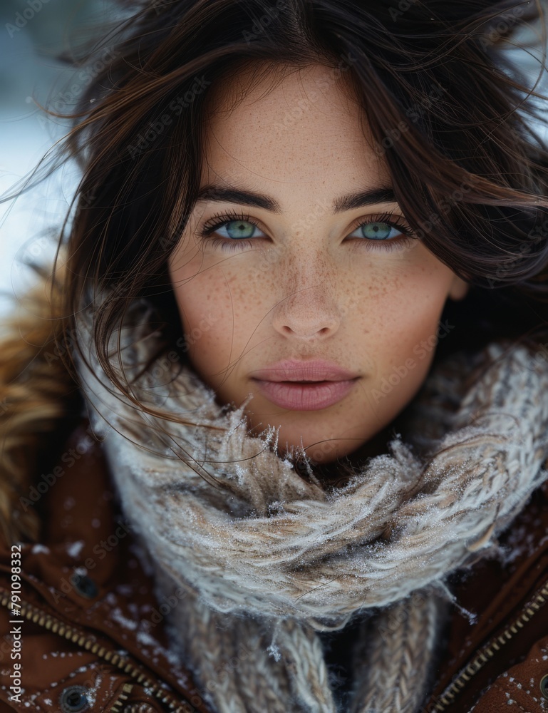 portrait of beautiful young woman in winter clothes. portrait of beautiful young woman in winter clothes.