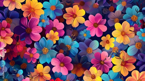 Background with multicolored flowers