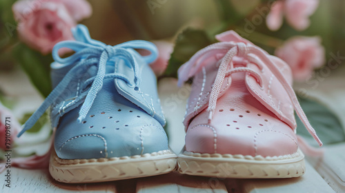 Pink and blue baby shoes- twins