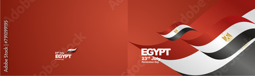 Egypt Revolution Day flag ribbon two fold landscape background