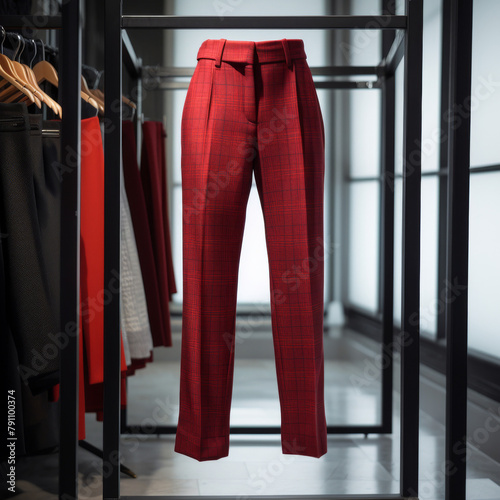 Red Checkered Trousers on Display

 photo