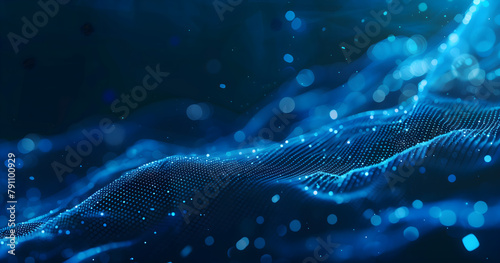 Abstract blue digital background with dots and waves for technology © PixelStock
