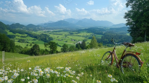 Captivating swiss meadows  breathtaking view of lush green landscapes in switzerland