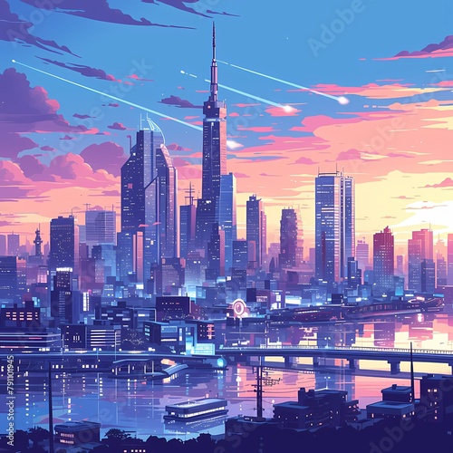 Elevate Your Imagery with a Stunning Cityscape at Sunset - Serenade City's Spectacular Skyline