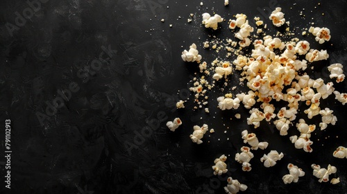 Delicious popcorn snack food on black background. AI generated