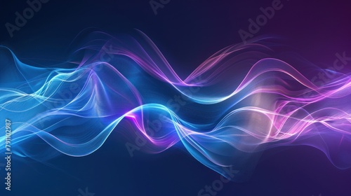 Futuristic blue purple dynamic transparent wave lines flow texture background. AI generated
