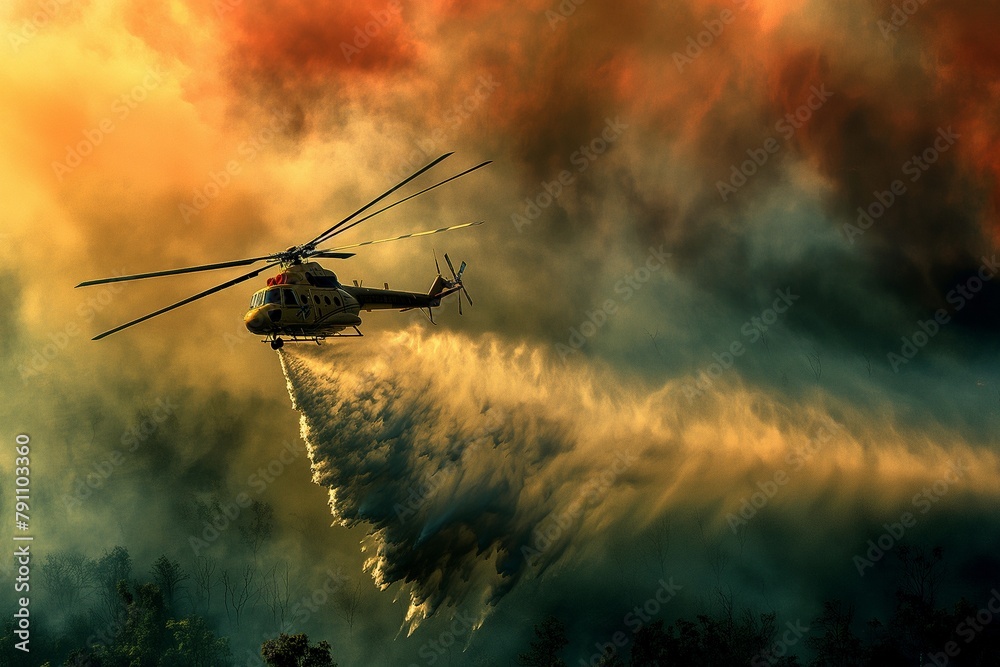 Firefighting helicopters carry water buckets to extinguish, helicopters carry water to stop the fire, fires in the forest, forest burn, summer forest burns, firefighter background, fire background Firefighting helicopters carry water buckets to extinguish, helicopters carry water to stop the fire, fires in the forest, forest burn, summer forest burns, firefighter background, fire background