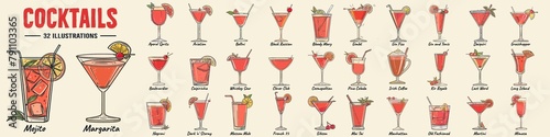 Canvas Print Alcoholic cocktails vector illustration