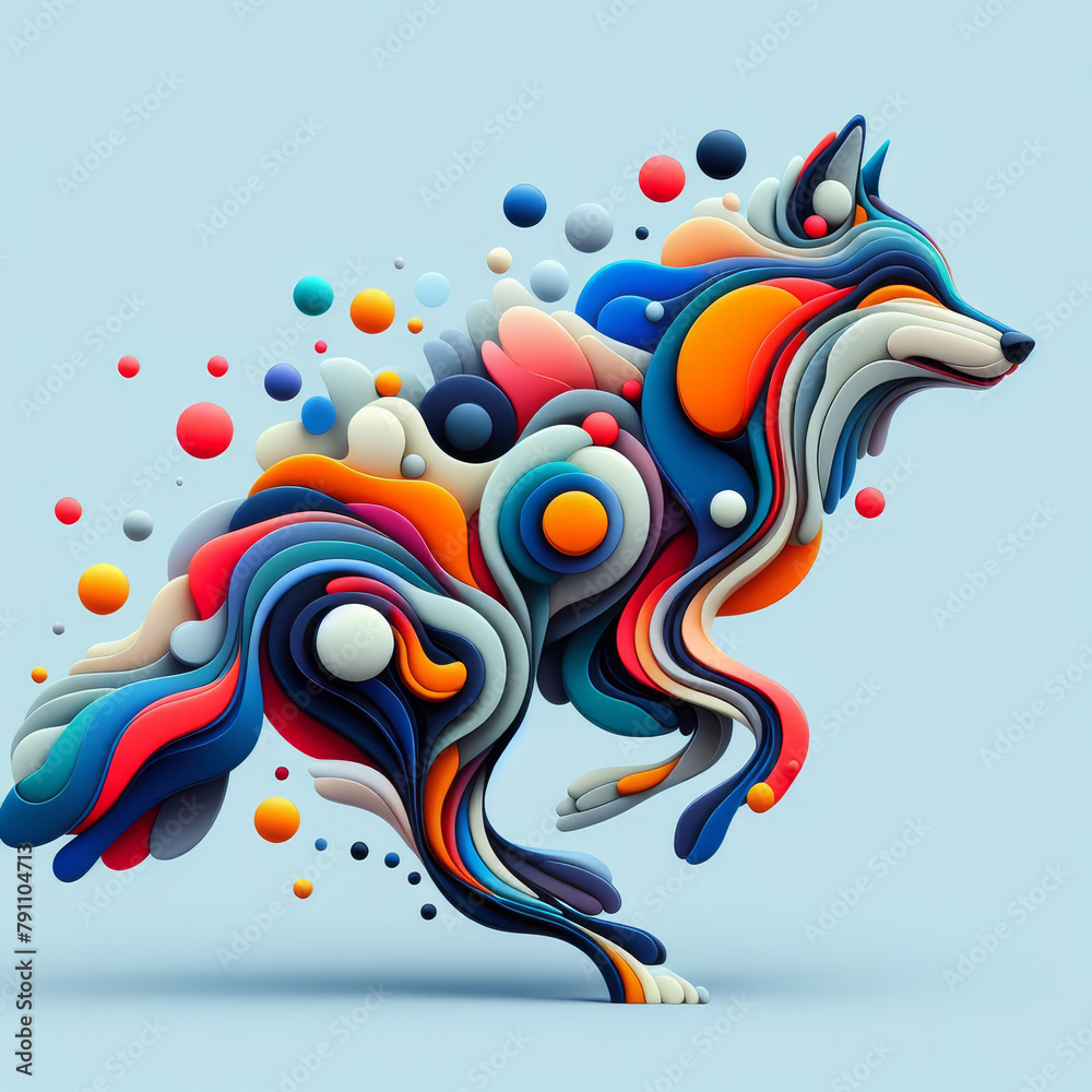 Dog Digital Art (Blue & Sky) - Generative AI Dog Digital Art (Blue & Sky) - Generative AI