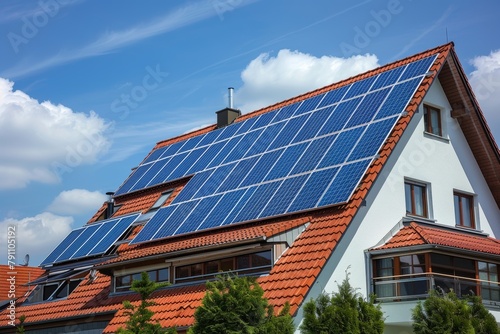 Solar-powered home with rooftop solar panels