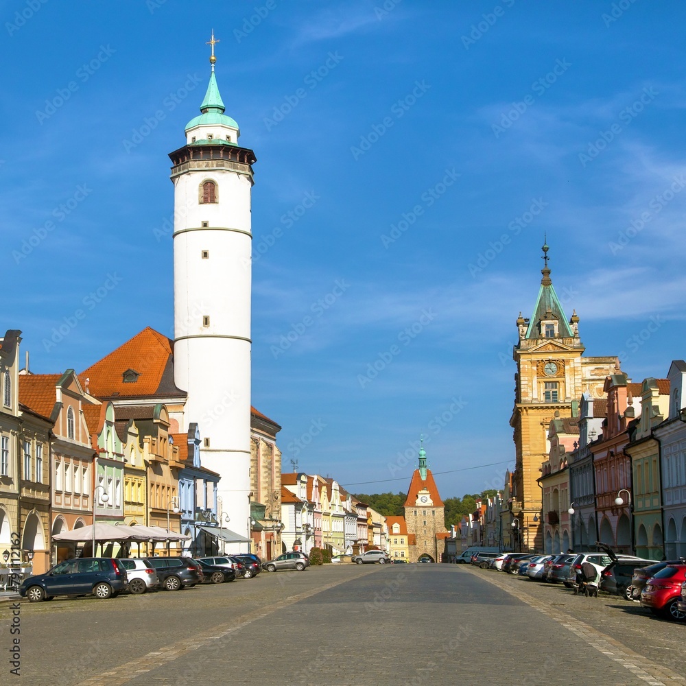 Domazlice town square and city gate
