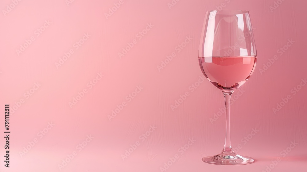 Glass of rose wine on pink background with ample space for text Glass of rose wine on pink background with ample space for text