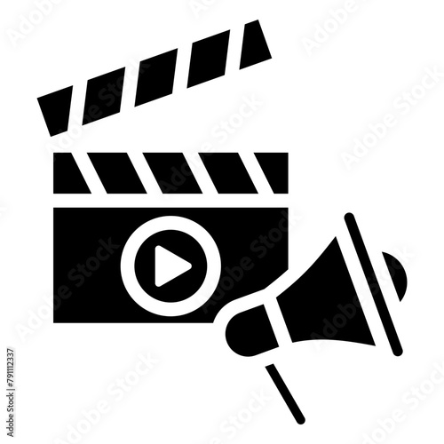 Video Production glyph icon, related to digital marketing theme, use for modern concept, UI or UX kit and app development.