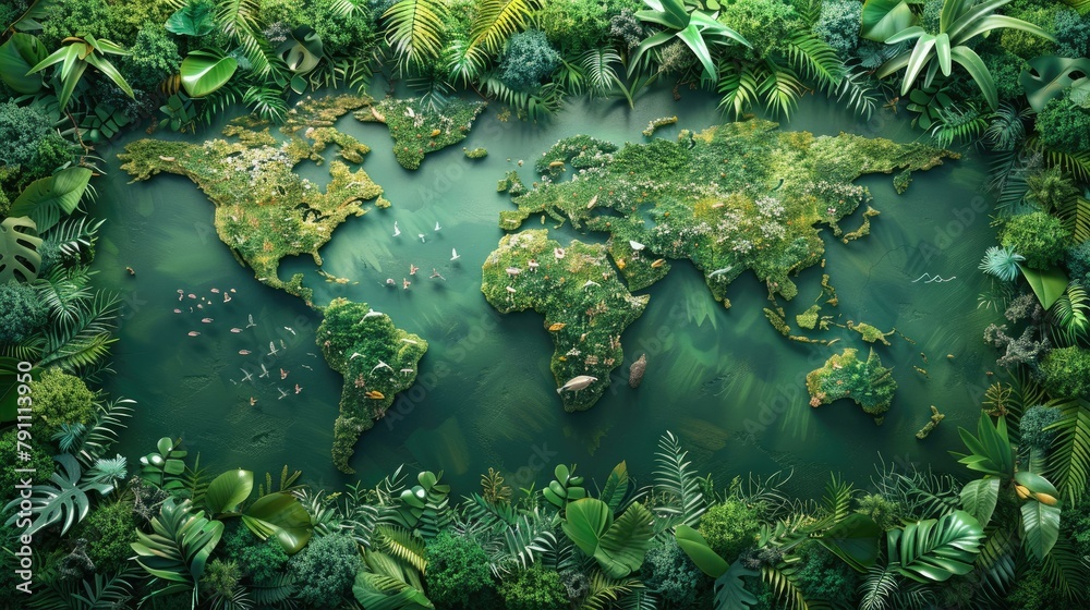 Flat Banner with an Ecological Theme Flat Banner with an Ecological Theme