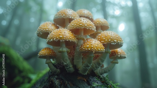 A cluster of wild mushrooms growing in a damp forest  4k  ultra hd