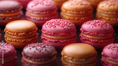 A collection of colorful macarons arranged in a visually appealing pattern, showcasing the artistry of French pastry