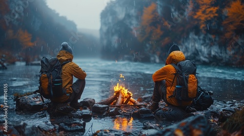 A group of friends roasting marshmallows around a campfire, 4k, ultra hd