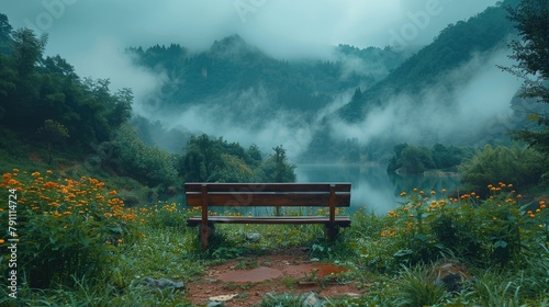 A peaceful meditation spot overlooking a peaceful valley, 4k, ultra hd photo