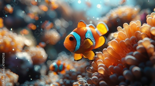 A school of colorful fish swimming through a coral reef