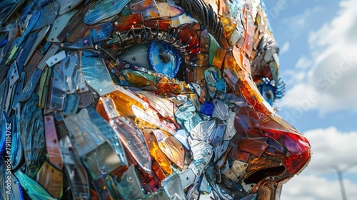 A sculpture made entirely of recycled materials