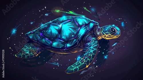 A determined sea turtle swam tirelessly across the ocean, guided by the stars