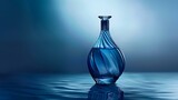 Chic Blue Glass Bottle with Elegant Water Swirling Pattern