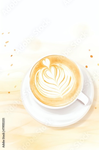 Artistic latte art photograph, perfect for a kitchen or small cafe, showcasing the beauty and skill of coffee preparation that appeals to all coffee enthusiasts