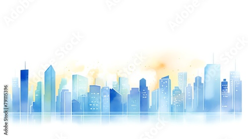 Chic urban skyline at dusk  perfect for a modern home office or loft  with deep blues and sparkling city lights that inspire success and sophistication