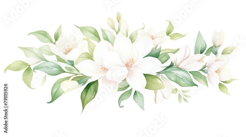 Floral jasmine and gardenia painting, perfect for a bathroom or powder room, filling the space with delicate, sweet fragrances and lush visuals photo