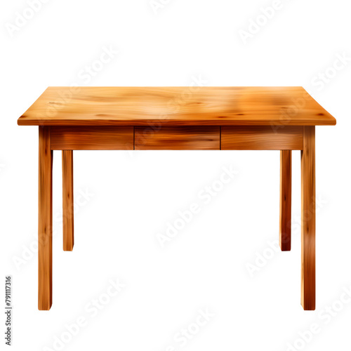 A wooden desk suitable for a home. Isolated on transparent background.