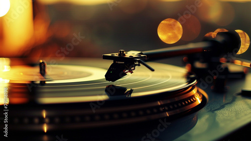 Vintage Turntable in Warm Ambient Light