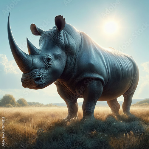 cartoon  rhinoceros in low poly style