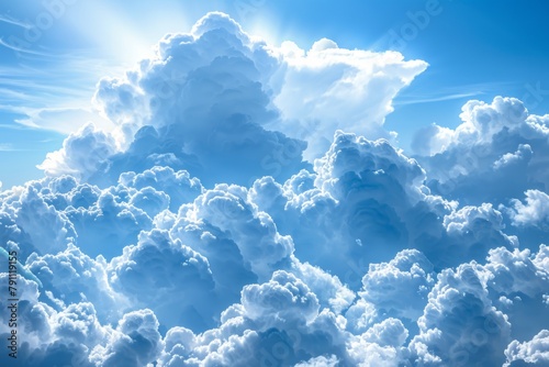Blue skies sky white fluffy clouds beautiful summer spring weather sunny day happiness joy background cumulus cloud meditation meteorology realistic soft shapes