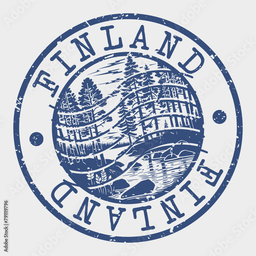 Finland Stamp Postal. Silhouette Seal. Passport Round Design. Vector Icon. Design Retro Travel. National Symbol.