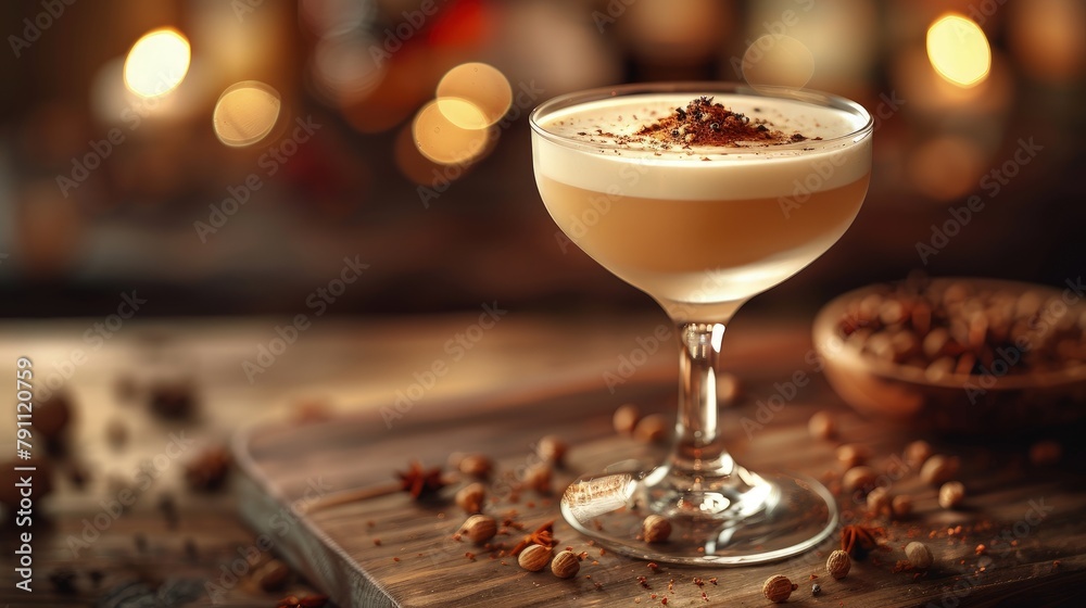 Brandy alexander, dusted with nutmeg, in a chilled cocktail glass Brandy alexander, dusted with nutmeg, in a chilled cocktail glass