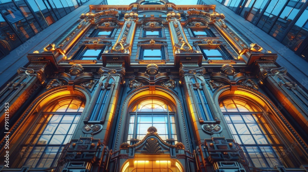 Skyscraper with a baroque-inspired facade, modern reinterpretation â€“ Style blend