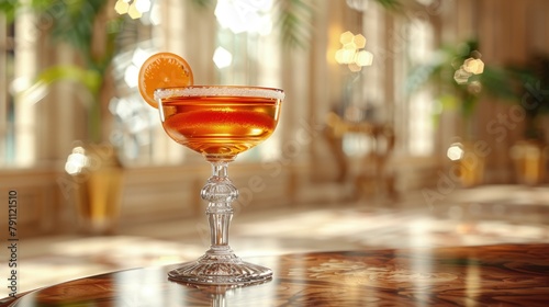 Sidecar with a sugared rim, in a vintage coupe glass, elegant soirÃ©e